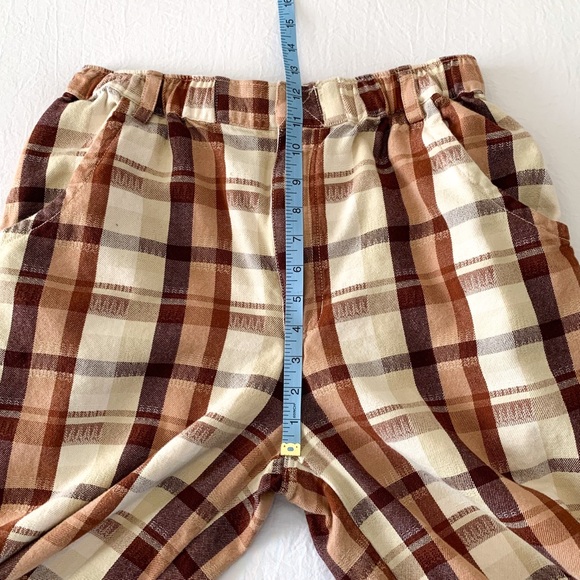 Free People Love Buzz trousers wide leg high waist cotton pants brown & ivory S - Picture 8 of 12